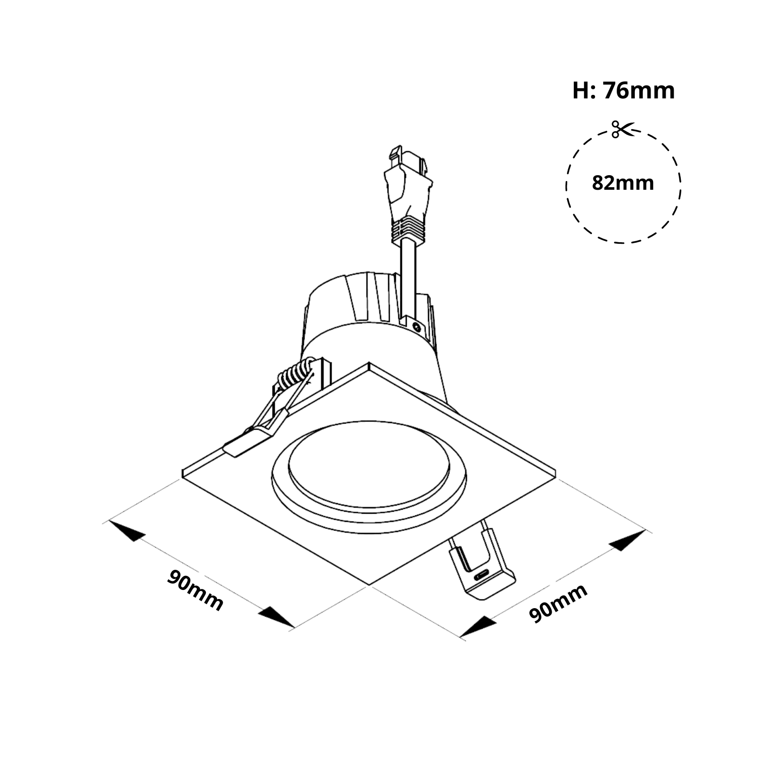 DLV-R 3 INCH SQUARE - LINE DRAWING DIM 2024