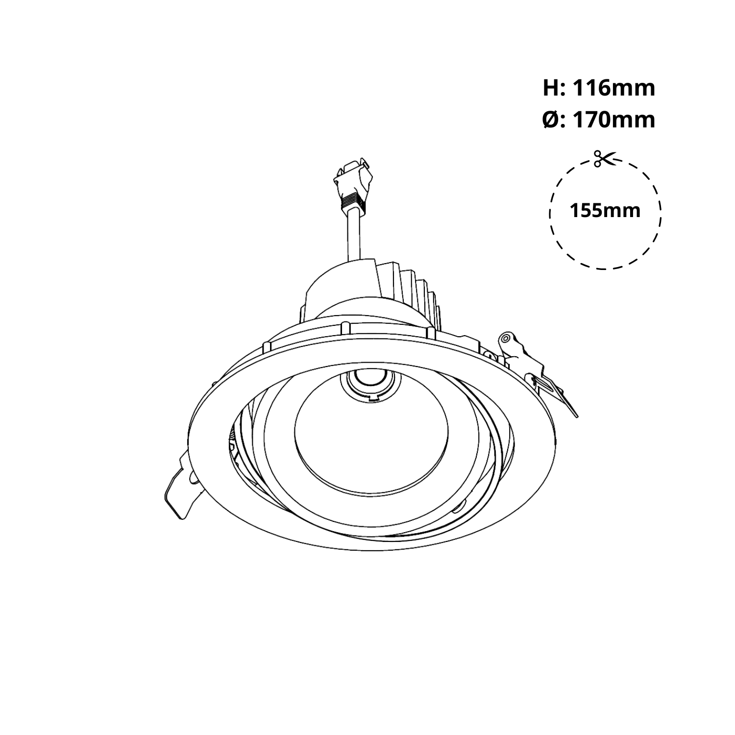 DLV-R GIMBAL ROUND - LINE DRAWING DIM